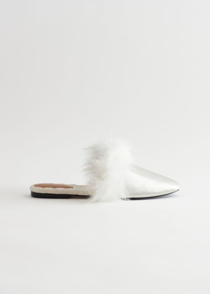 Other Stories Satin Slippers - White