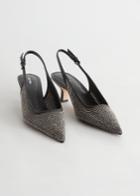 Other Stories Studded Pointed Kitten Heels - Silver