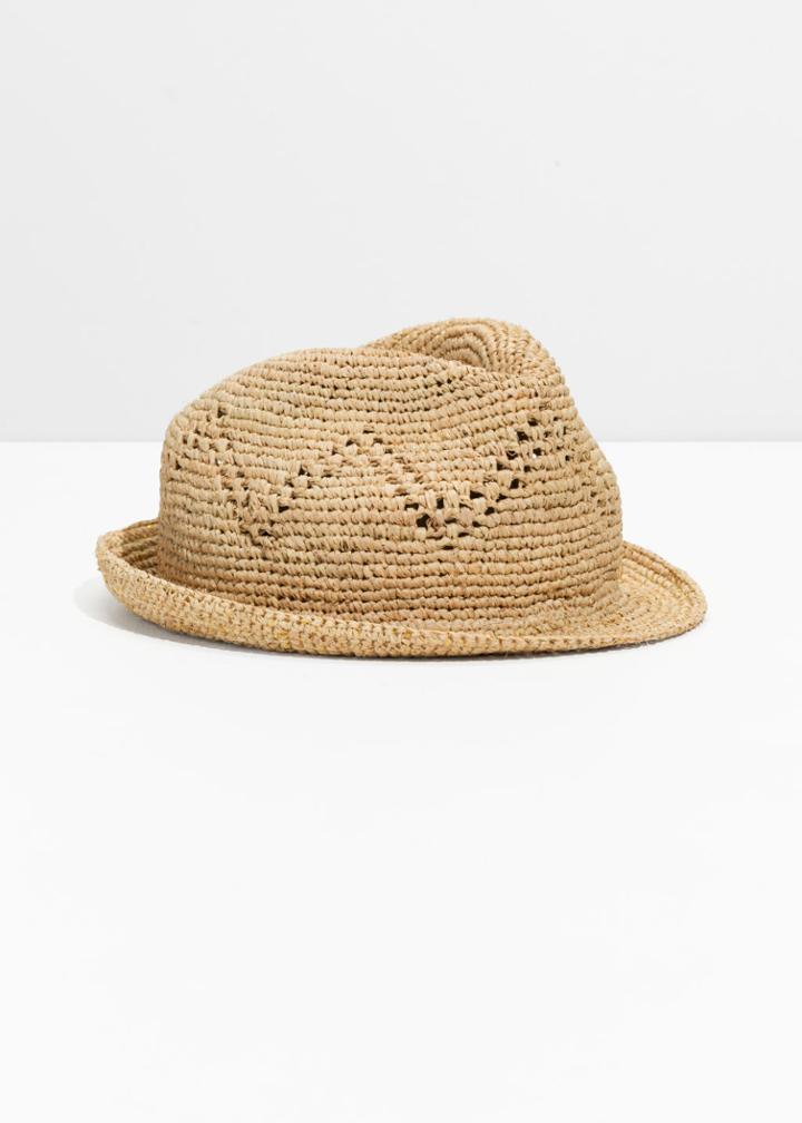Other Stories Open Work Fedora Hat - Beige
