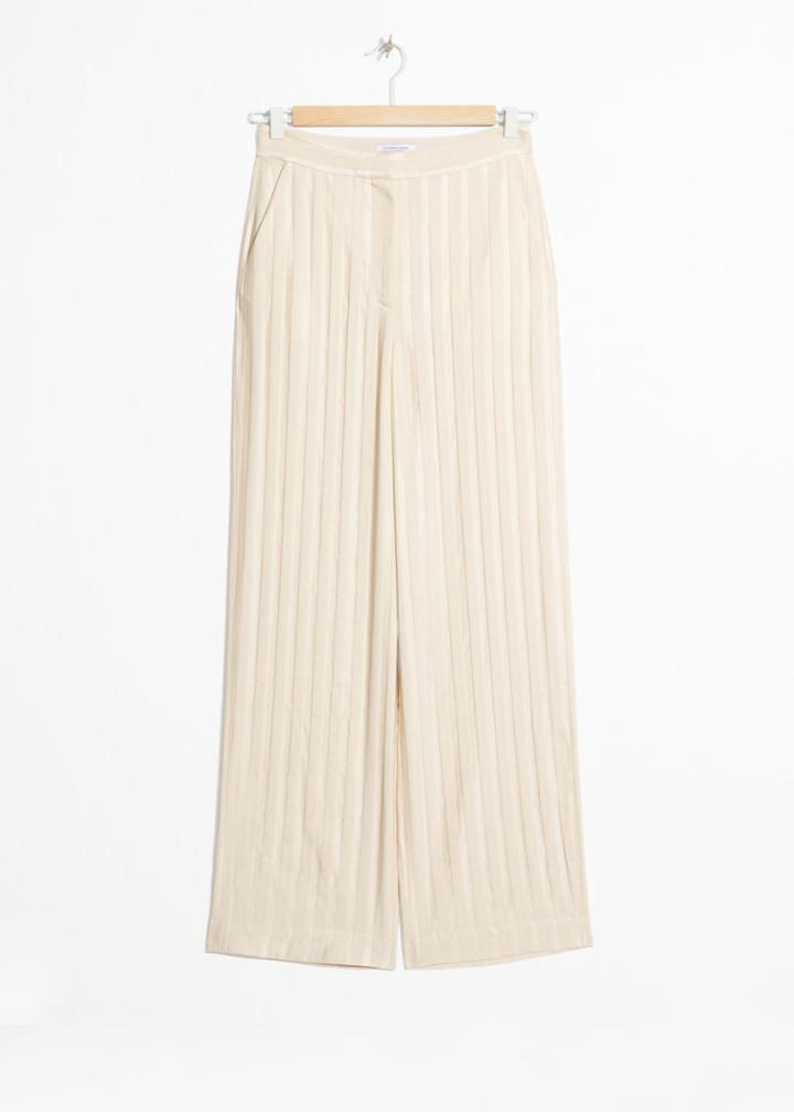 Other Stories Linen Blend Stripe Trousers - Beige