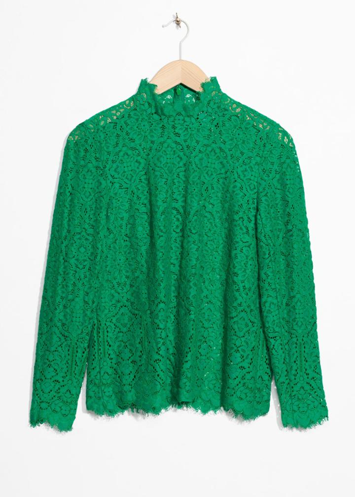 Other Stories Lace Top - Green