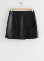 Other Stories Asymmetric Overlapped Leather Mini Skirt - Black