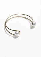 Other Stories Stacked Brass And Pearl Choker - White
