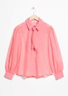 Other Stories Sheer Collared Tie Blouse