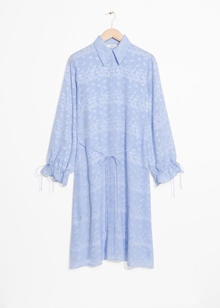 Other Stories Cinched Jacquard Dress - Blue