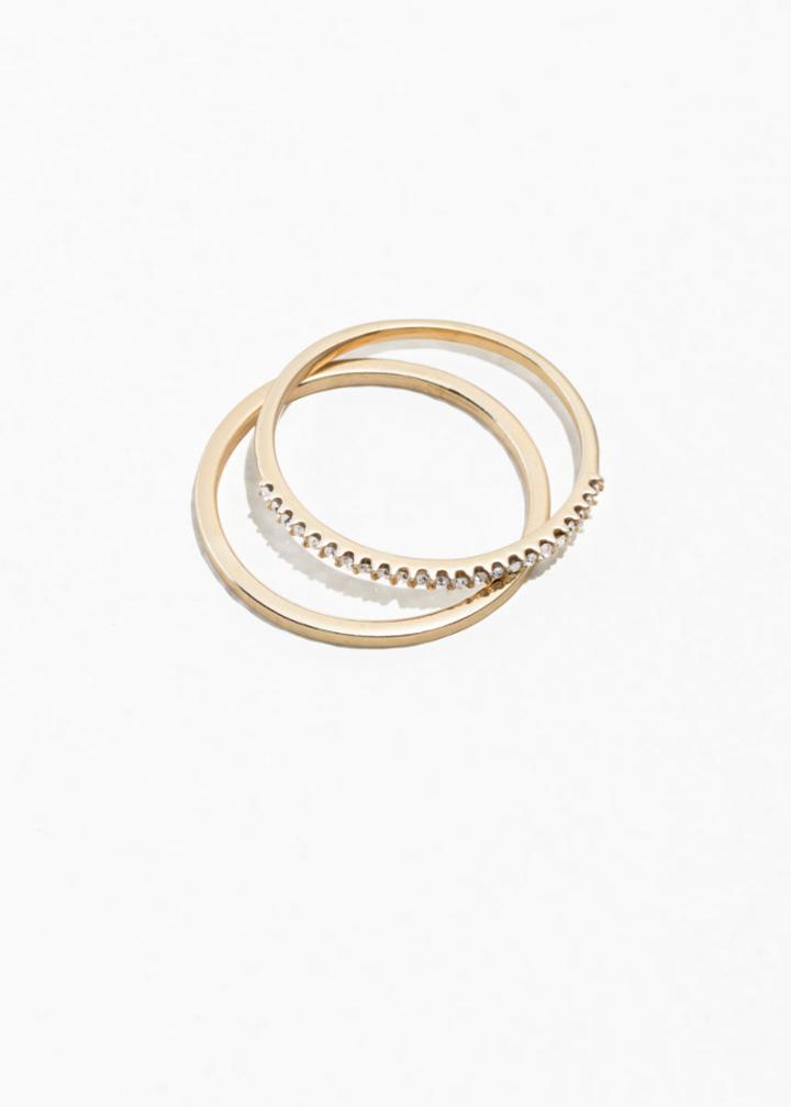 Other Stories Jewelled Ring Set - White