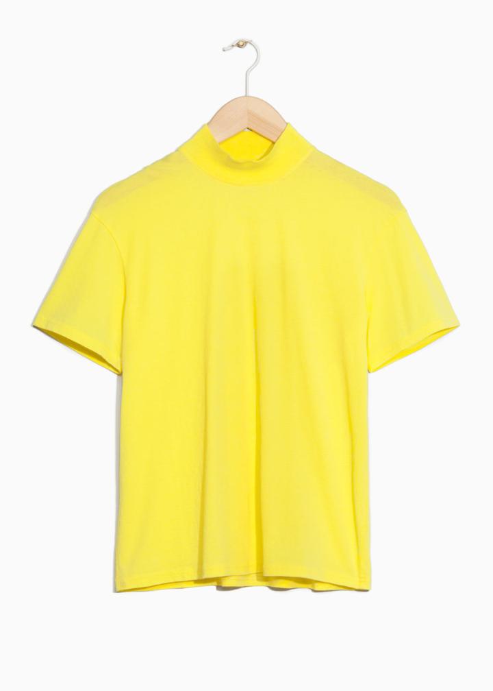 Other Stories Mock Neck Tee - Yellow