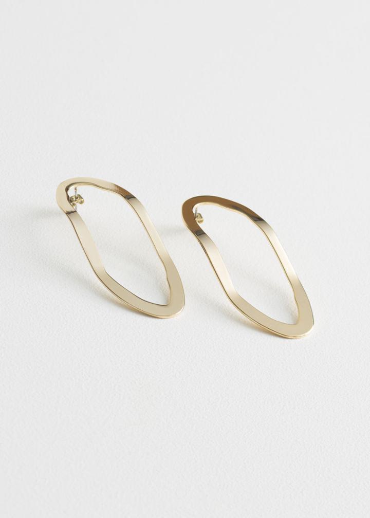 Other Stories Curved Oval Earrings - Gold