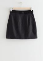 Other Stories Belted Linen Mini Skirt - Black