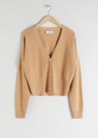 Other Stories Cropped Cashmere Cardigan - Beige