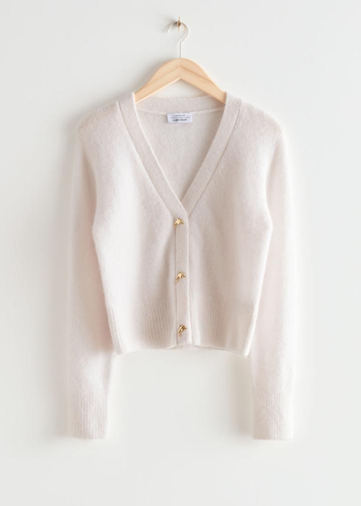 Other Stories Gold Button Cardigan - White