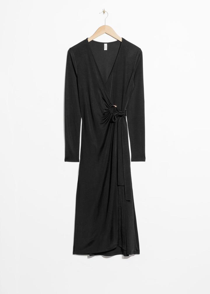 Other Stories O-ring Belted Midi Dress - Black