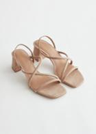 Other Stories Chunky Strap Heeled Leather Sandals - Beige
