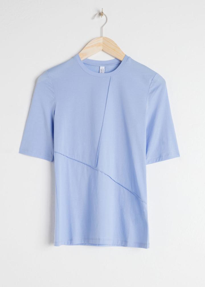Other Stories Block Seam Mock Neck Top - Blue