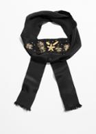 Other Stories Embroidery On Silk Tie Scarf - Black
