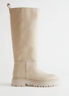 Other Stories Chunky Sole Tall Leather Boots - Beige