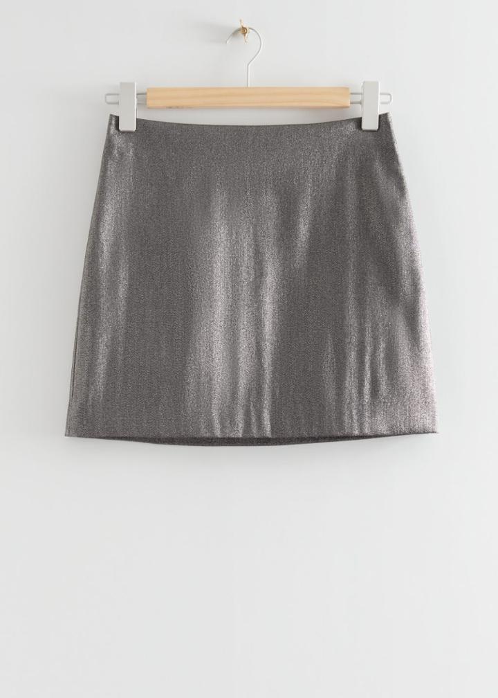 Other Stories Metallic Mini Skirt - Grey
