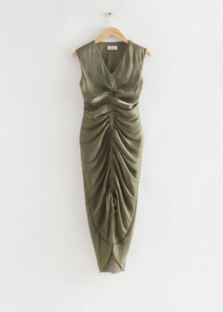Other Stories Slim-fit Ruched Dress - Beige