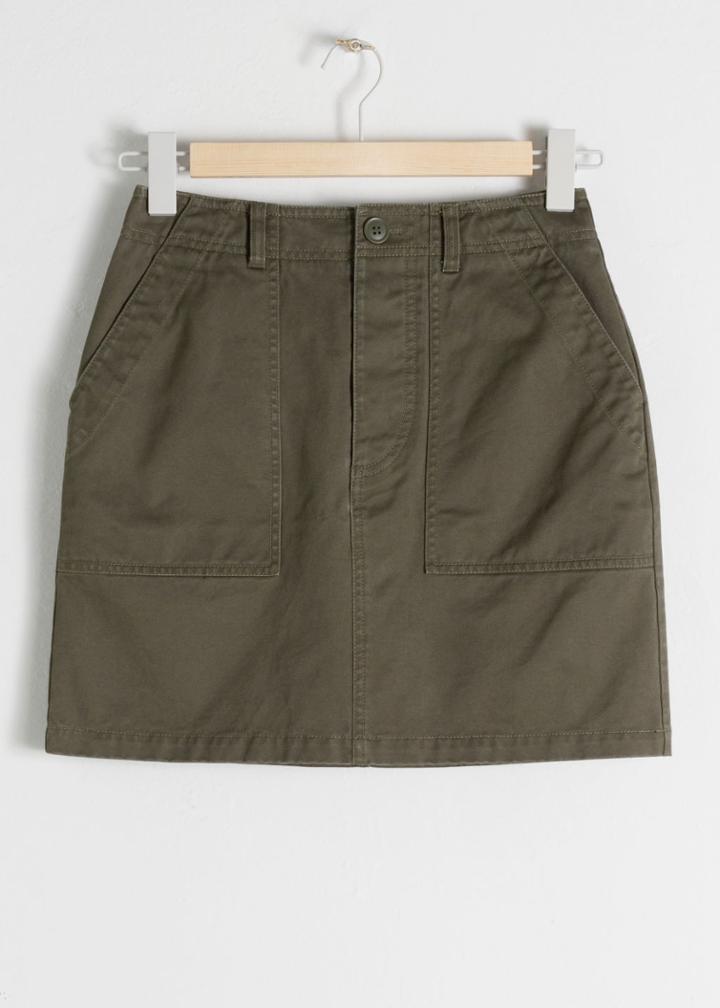Other Stories Cotton Workwear Mini Skirt - Green
