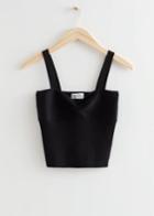 Other Stories Knot Front Rib Knit Top - Black