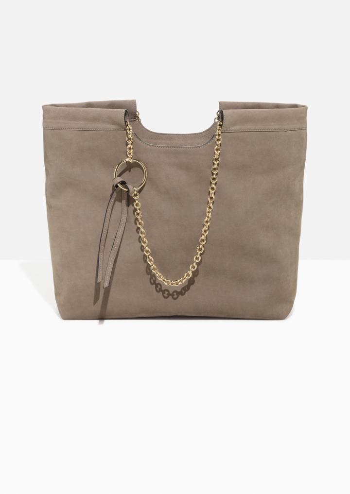 Other Stories Gold Chain Leather Tote