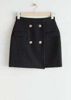 Other Stories Buttoned Wrap Mini Skirt - Black