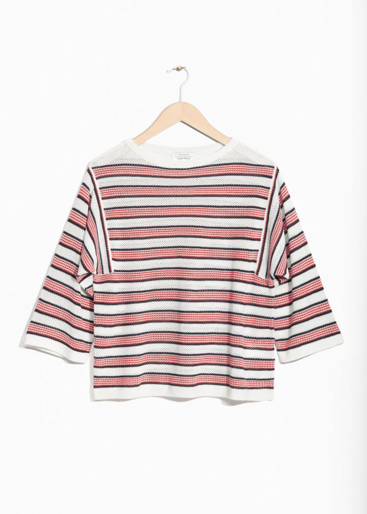Other Stories Striped Oversized Top - White