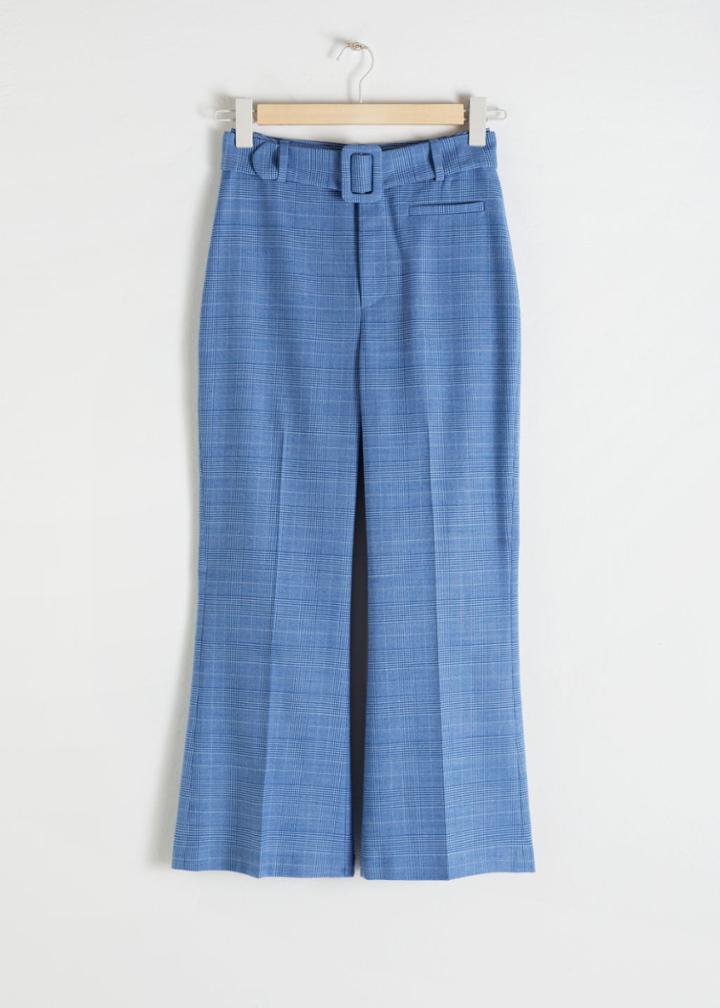 Other Stories Belted Plaid Trousers - Blue