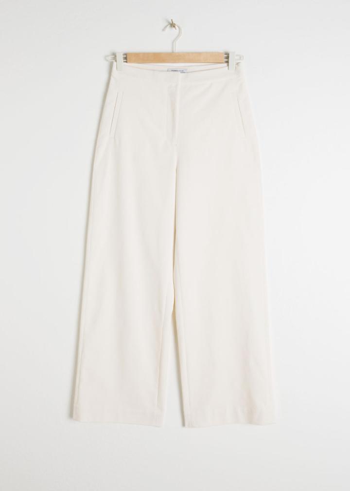Other Stories Cotton Blend Straight Trousers - White