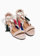 Other Stories Suede Lace Up Tassel Sandal - Orange