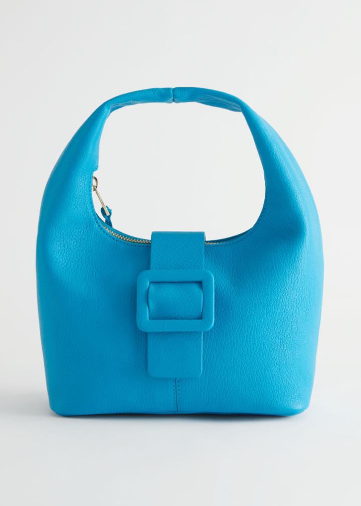 Other Stories Small Leather Tote Bag - Turquoise