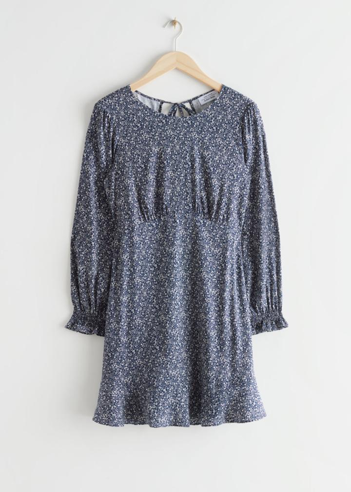 Other Stories Frill Cuff Mini Dress - Blue