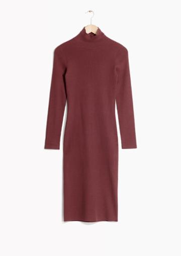 Other Stories Zana Bayne Rib Knit Turtleneck Dress