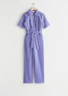Other Stories Belted Corduroy Jumpsuit - Purple