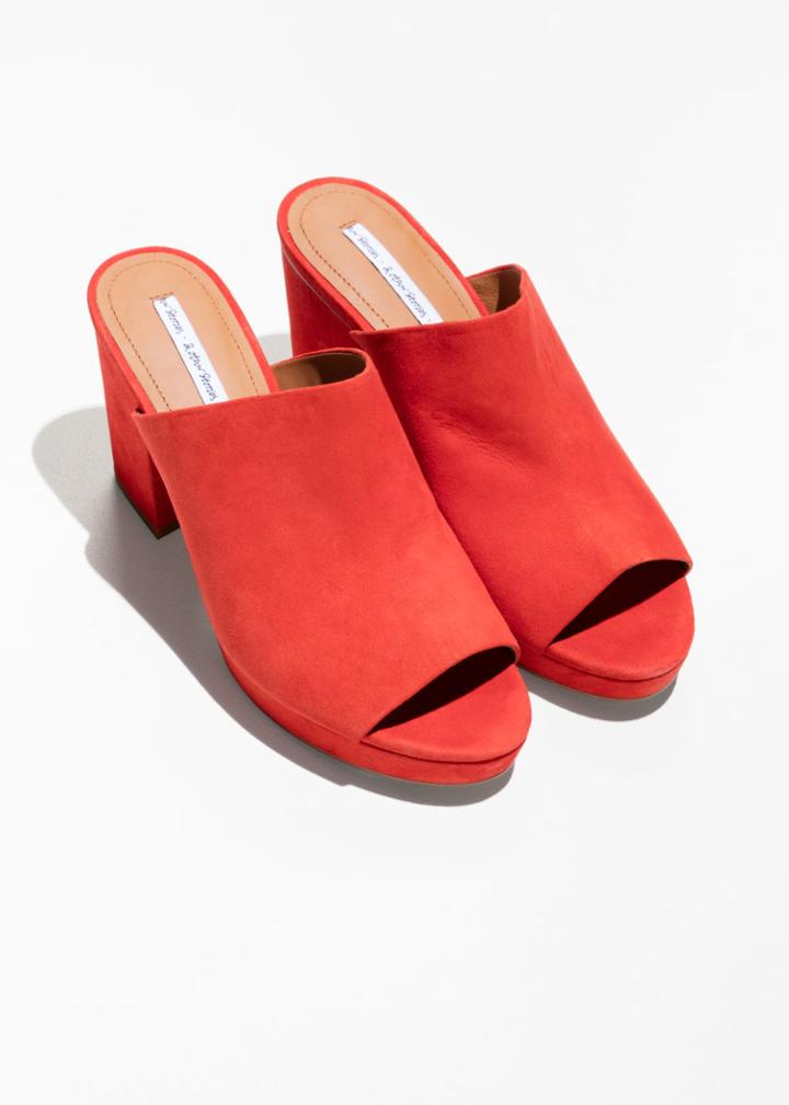 Other Stories Suede Mules - Red