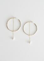 Other Stories Hammered Hoop & Chain Earrings - Gold