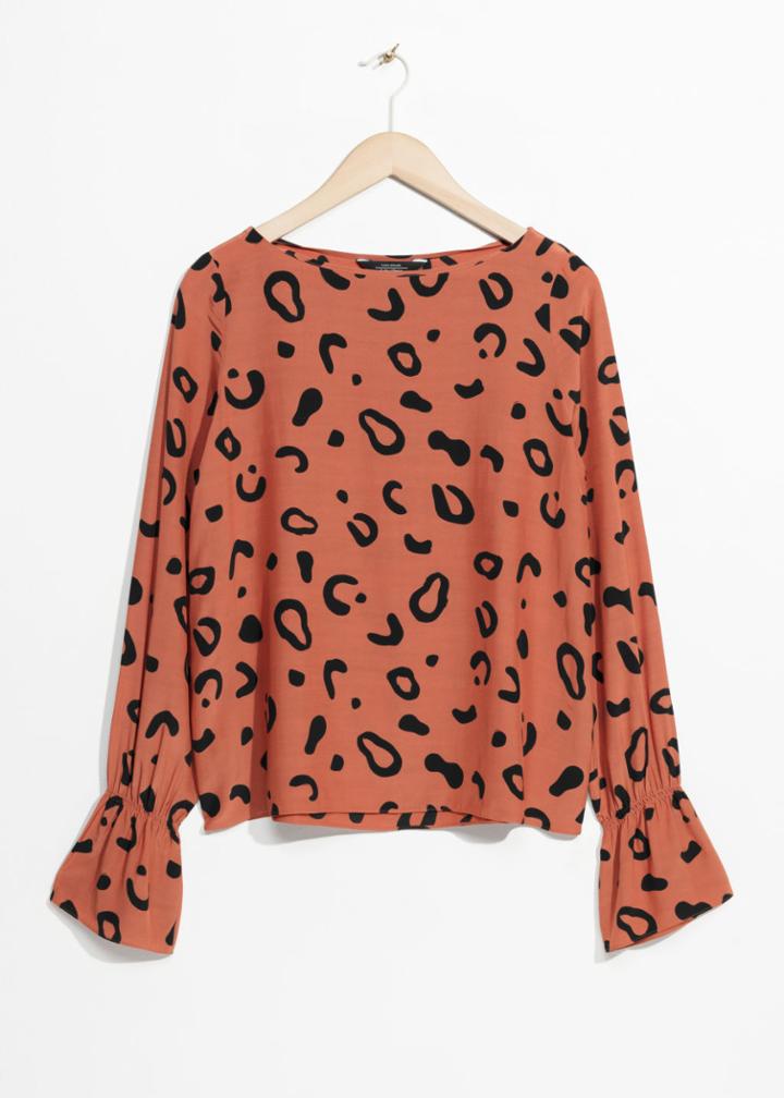 Other Stories Trumpet Sleeve Top - Orange