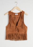Other Stories Suede Fringe Vest - Yellow