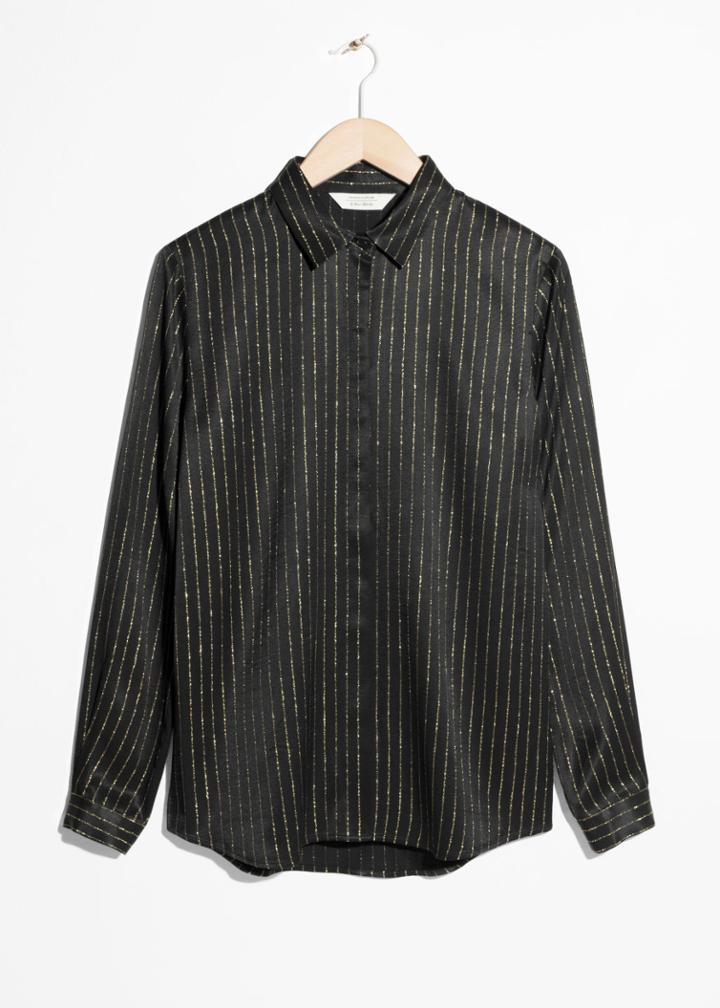 Other Stories Gold-tone Pinstripe Blouse - Black