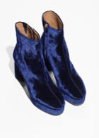Other Stories Velvet Platform Boots - Blue