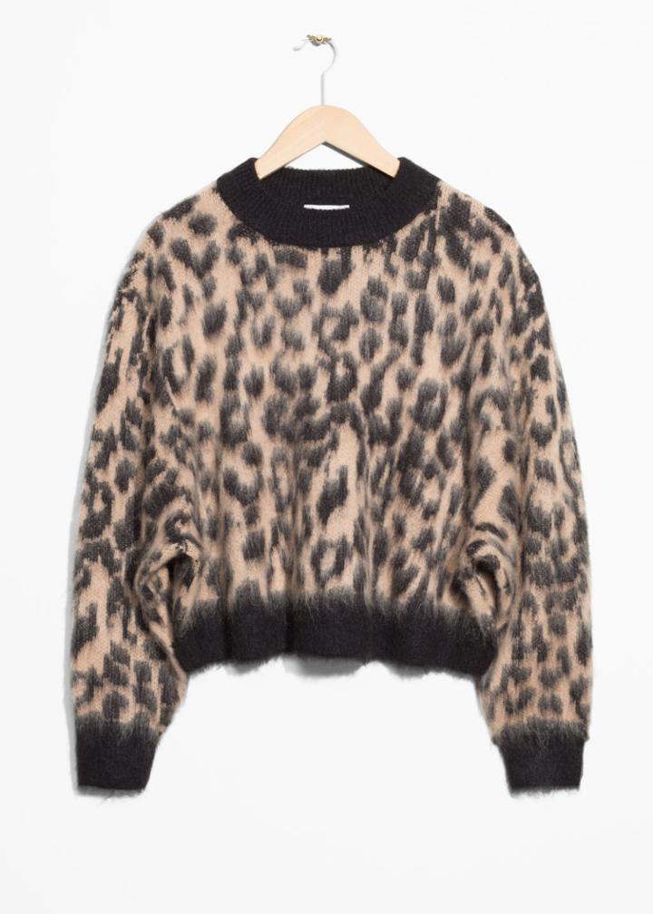 Other Stories Fuzzy Leopard Jumper - Beige