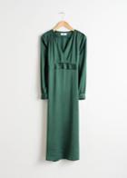 Other Stories Plunging Ruched Midi Dress - Green