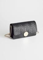 Other Stories Chevron Woven Leather Crossbody - Black