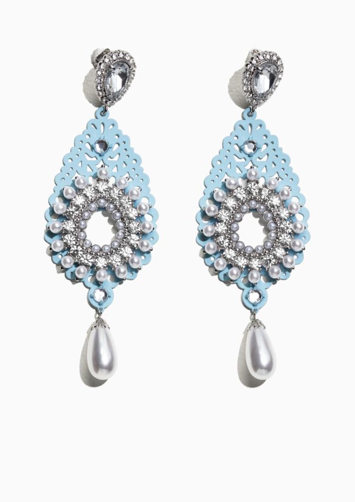 Other Stories Pearl Crystal Earrings