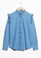Other Stories Chambray Frill Blouse - Blue