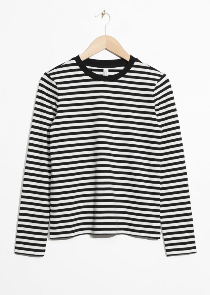 Other Stories Striped Long Sleeve Tee - Black