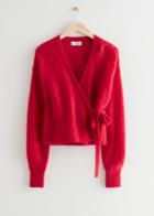 Other Stories Pointelle Knit Wrap Cardigan - Red