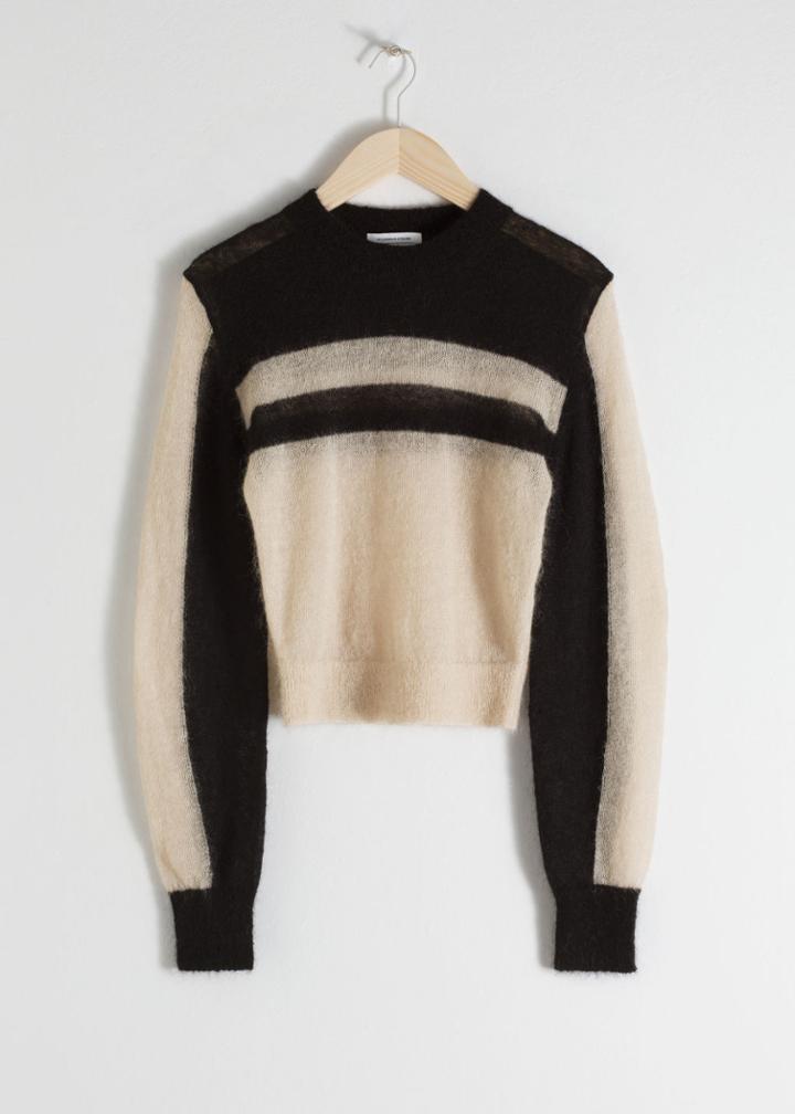 Other Stories Cropped Striped Sweater - Black