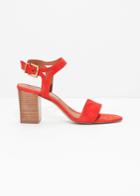Other Stories Suede Strappy Heeled Sandals - Red