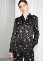 Other Stories Printed Button Up Shirt - Black